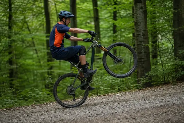 Wheelie - jazda na tylnym kole po szutrowej drodze